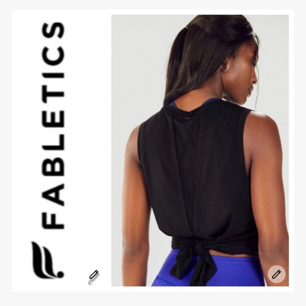 NWT Fabletics Black Monet Tie Tank